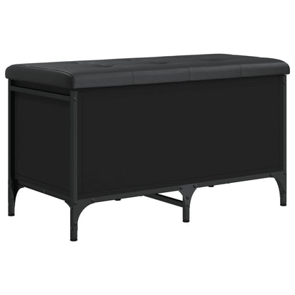 Opbergbankje 82x42x45 cm bewerkt hout zwart