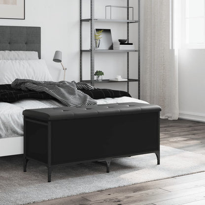 Opbergbankje Bewerkt Hout 102 x 42 x 45 cm Zwart