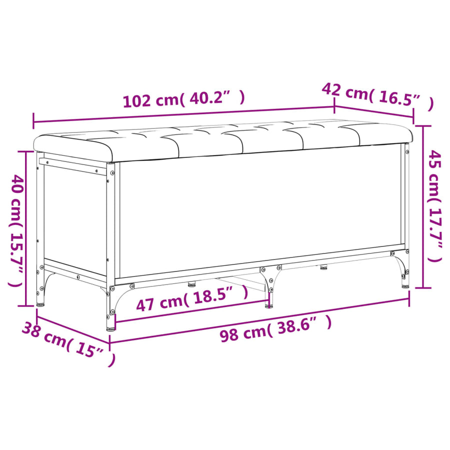 Opbergbankje Bewerkt Hout 102 x 42 x 45 cm Zwart