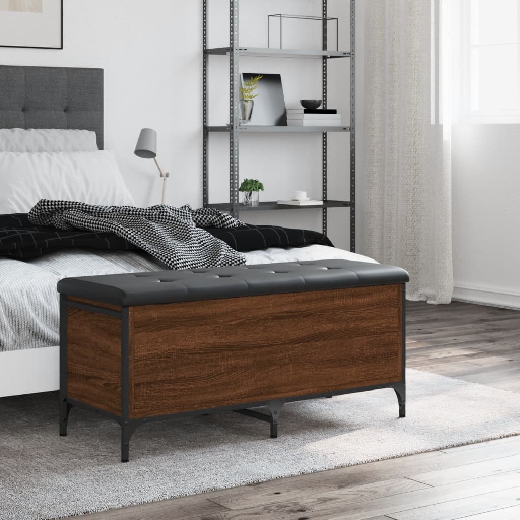 Opbergbankje Bewerkt Hout Bruineikenkleurig 102 x 42 x 45 cm bruin eikenkleur