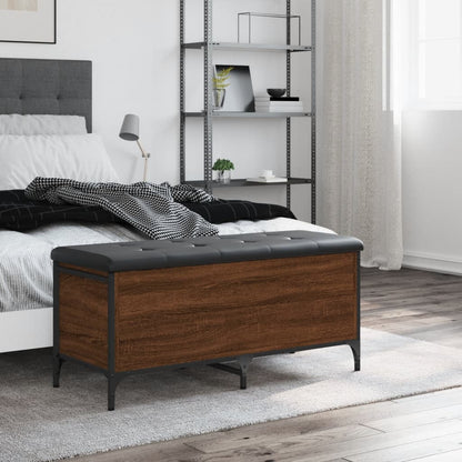 Opbergbankje Bewerkt Hout Bruineikenkleurig 102 x 42 x 45 cm bruin eikenkleur