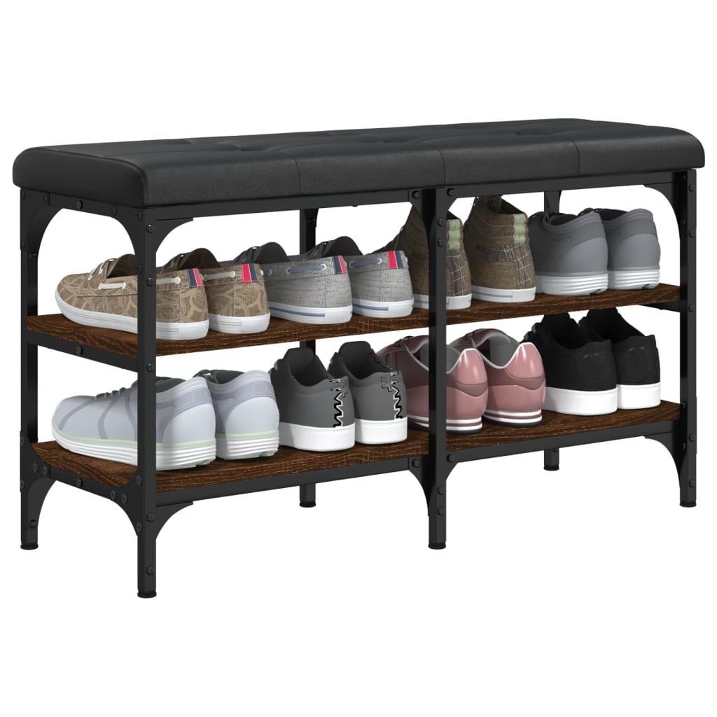 Schoenenbank Bewerkt Hout Bruineikenkleurig 82 x 32 x 47 cm bruin eikenkleur