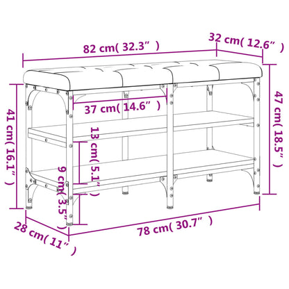 Schoenenbank Bewerkt Hout Bruineikenkleurig 82 x 32 x 47 cm bruin eikenkleur