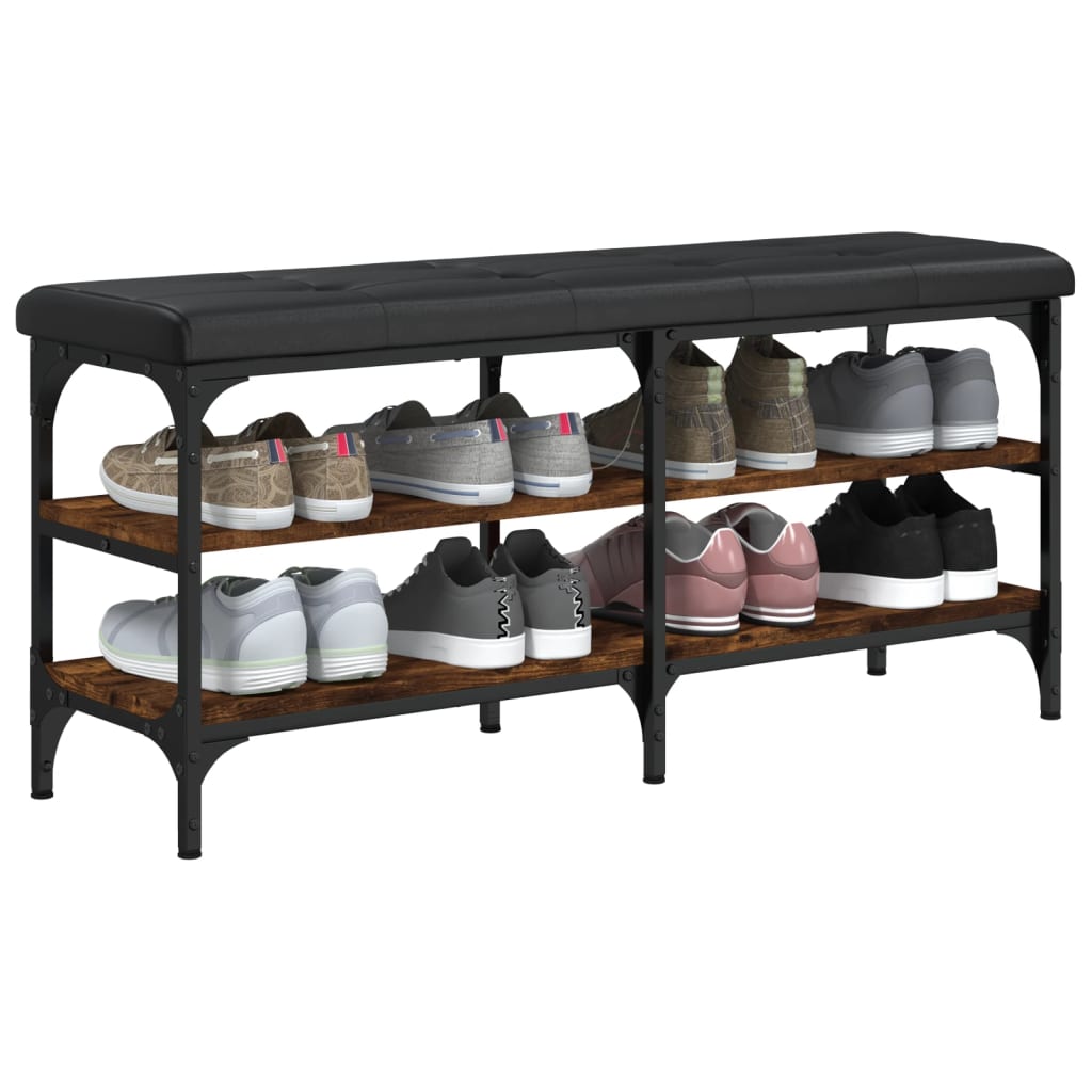 Schoenenbank Bewerkt Hout Kleurig 102 x 32 x 47 cm Gerookt eiken