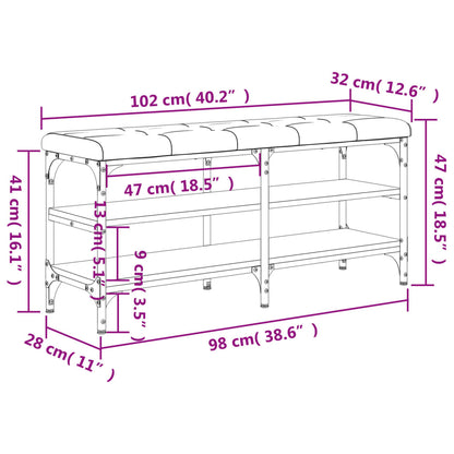 Schoenenbank Bewerkt Hout Kleurig 102 x 32 x 47 cm Gerookt eiken