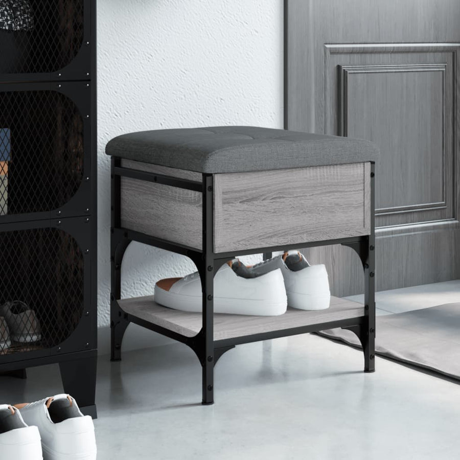 Schoenenbank Bewerkt Hout Eikenkleurig 42 x 42 x 45 cm Grijs sonoma