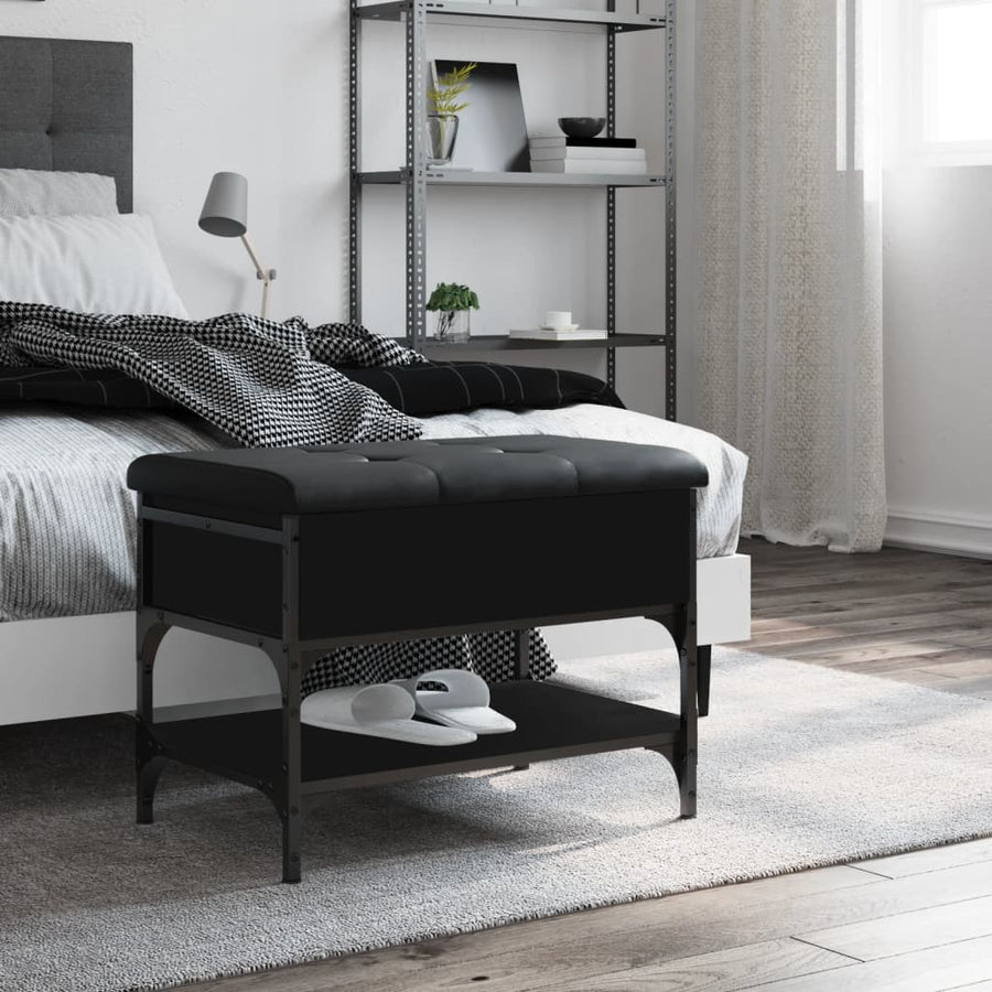 Schoenenbank Bewerkt Hout 62 x 42 x 45 cm Zwart