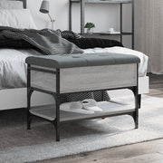 Schoenenbank 62x42x45 cm bewerkt hout grijs
