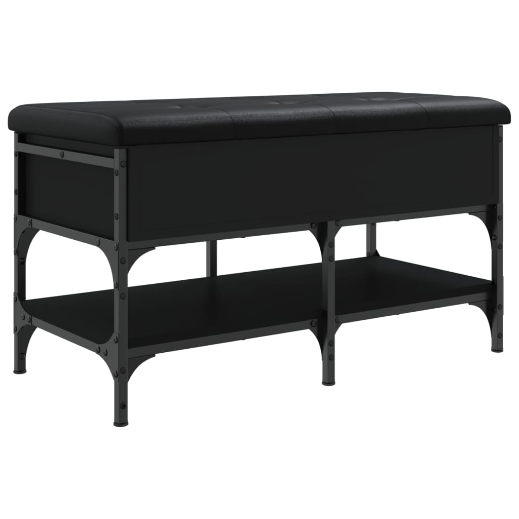 Schoenenbank Bewerkt Hout 82 x 42 x 45 cm Zwart