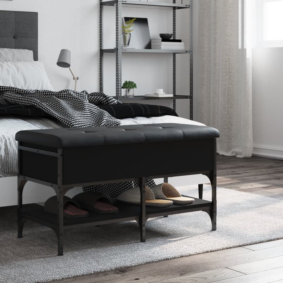 Schoenenbank Bewerkt Hout 82 x 42 x 45 cm Zwart