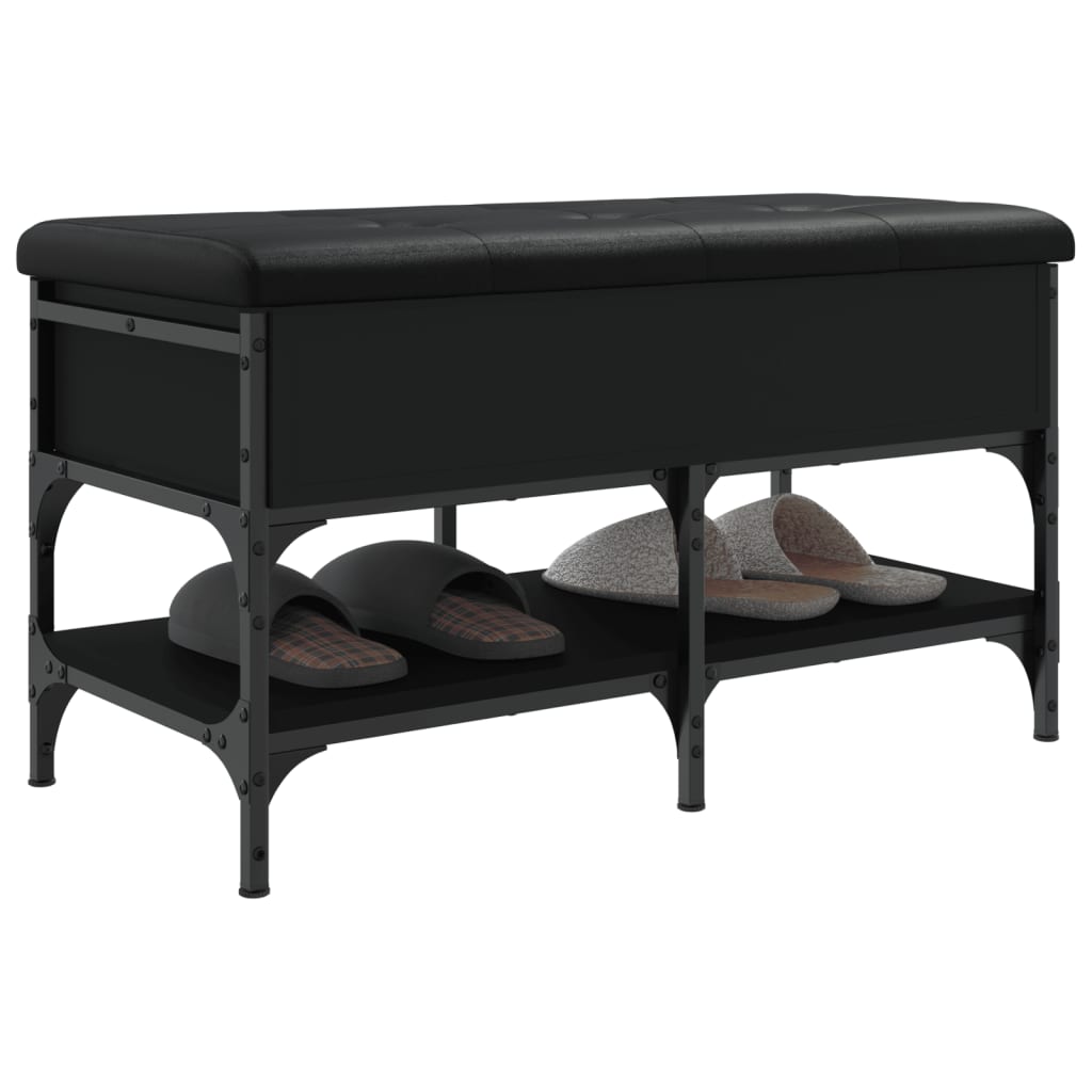 Schoenenbank Bewerkt Hout 82 x 42 x 45 cm Zwart