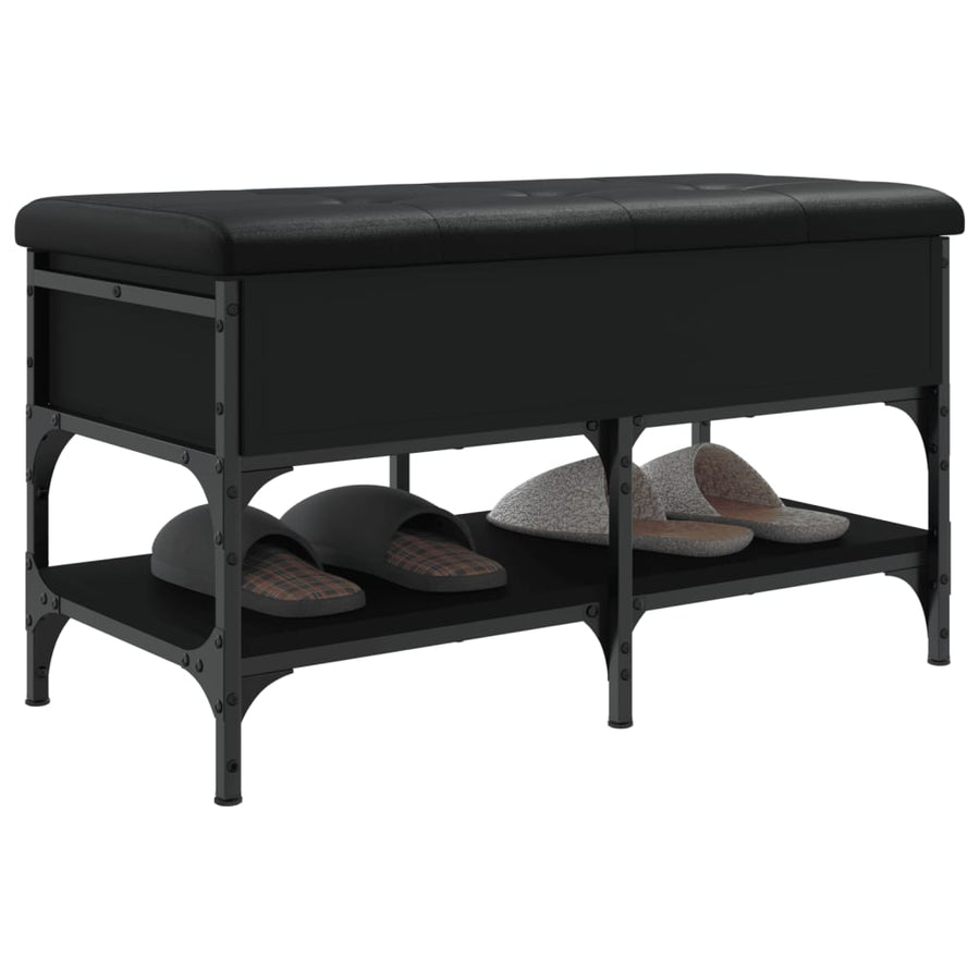 Schoenenbank Bewerkt Hout 82 x 42 x 45 cm Zwart
