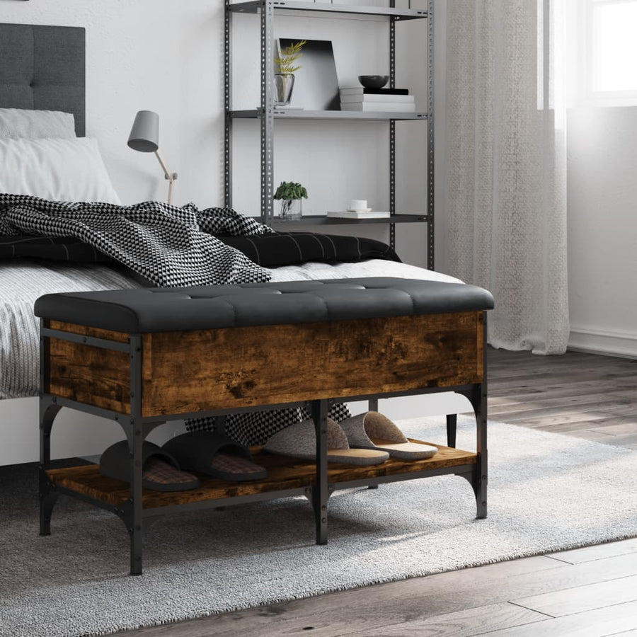 Schoenenbank Bewerkt Hout Kleurig 82 x 42 x 45 cm Gerookt eiken