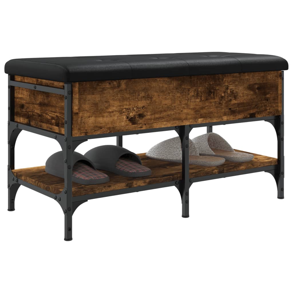 Schoenenbank Bewerkt Hout Kleurig 82 x 42 x 45 cm Gerookt eiken