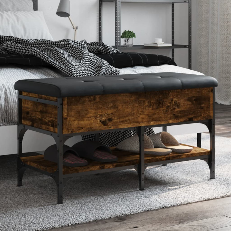 Schoenenbank Bewerkt Hout Kleurig 82 x 42 x 45 cm Gerookt eiken