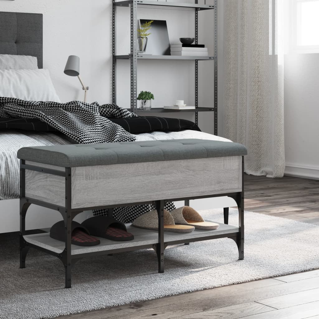 Schoenenbank Bewerkt Hout Eikenkleurig 82 x 42 x 45 cm Grijs sonoma