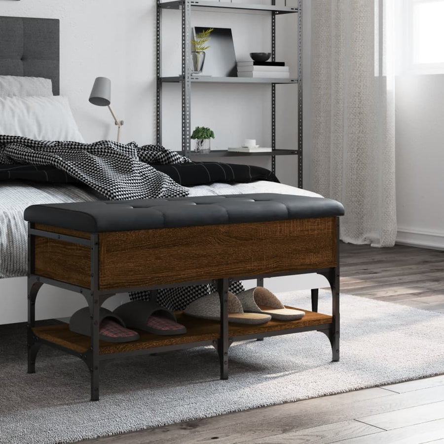 Schoenenbank Bewerkt Hout Bruineikenkleurig 82 x 42 x 45 cm bruin eikenkleur