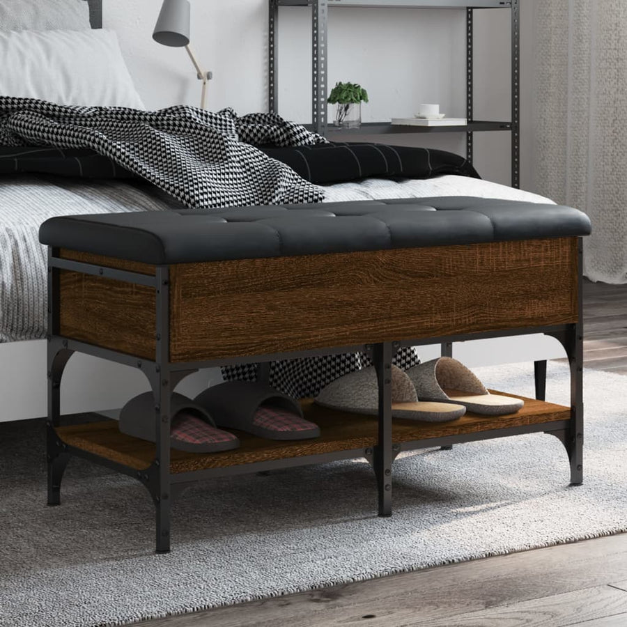 Schoenenbank Bewerkt Hout Bruineikenkleurig 82 x 42 x 45 cm bruin eikenkleur