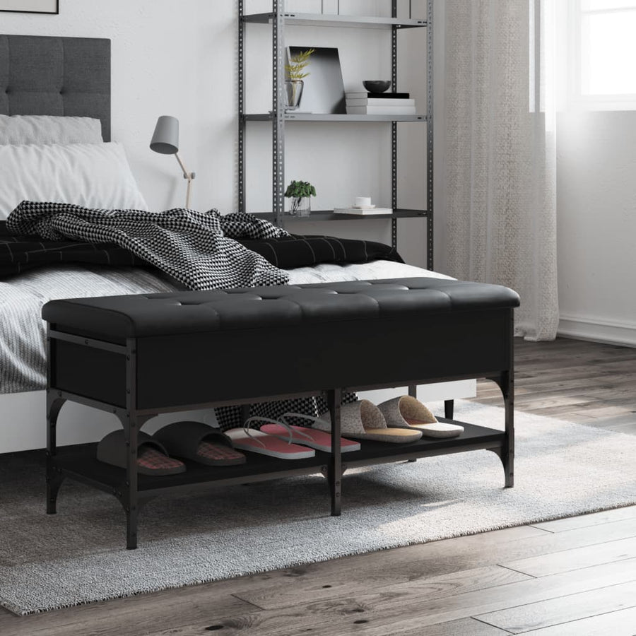 Schoenenbank Bewerkt Hout 102 x 42 x 45 cm Zwart