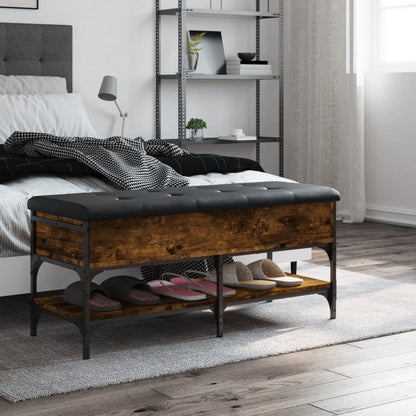 Schoenenbank Bewerkt Hout Kleurig 102 x 42 x 45 cm Gerookt eiken