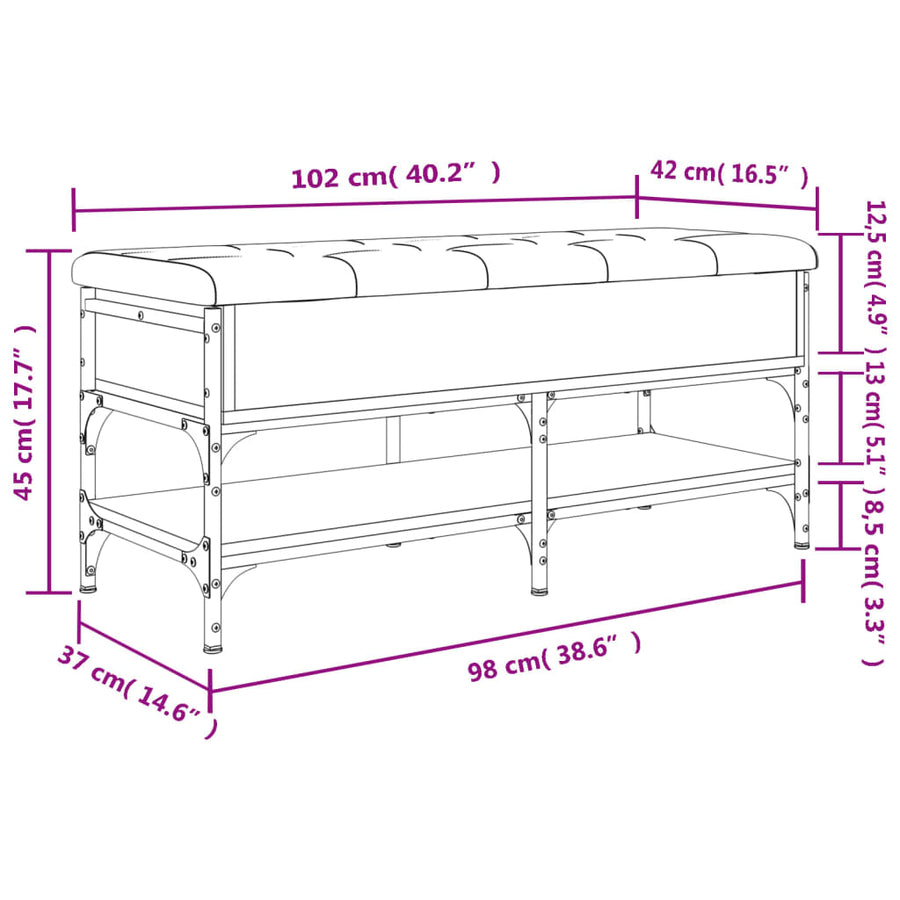 Schoenenbank Bewerkt Hout Sonoma Eikenkleurig 102 x 42 x 45 cm bruin eikenkleur