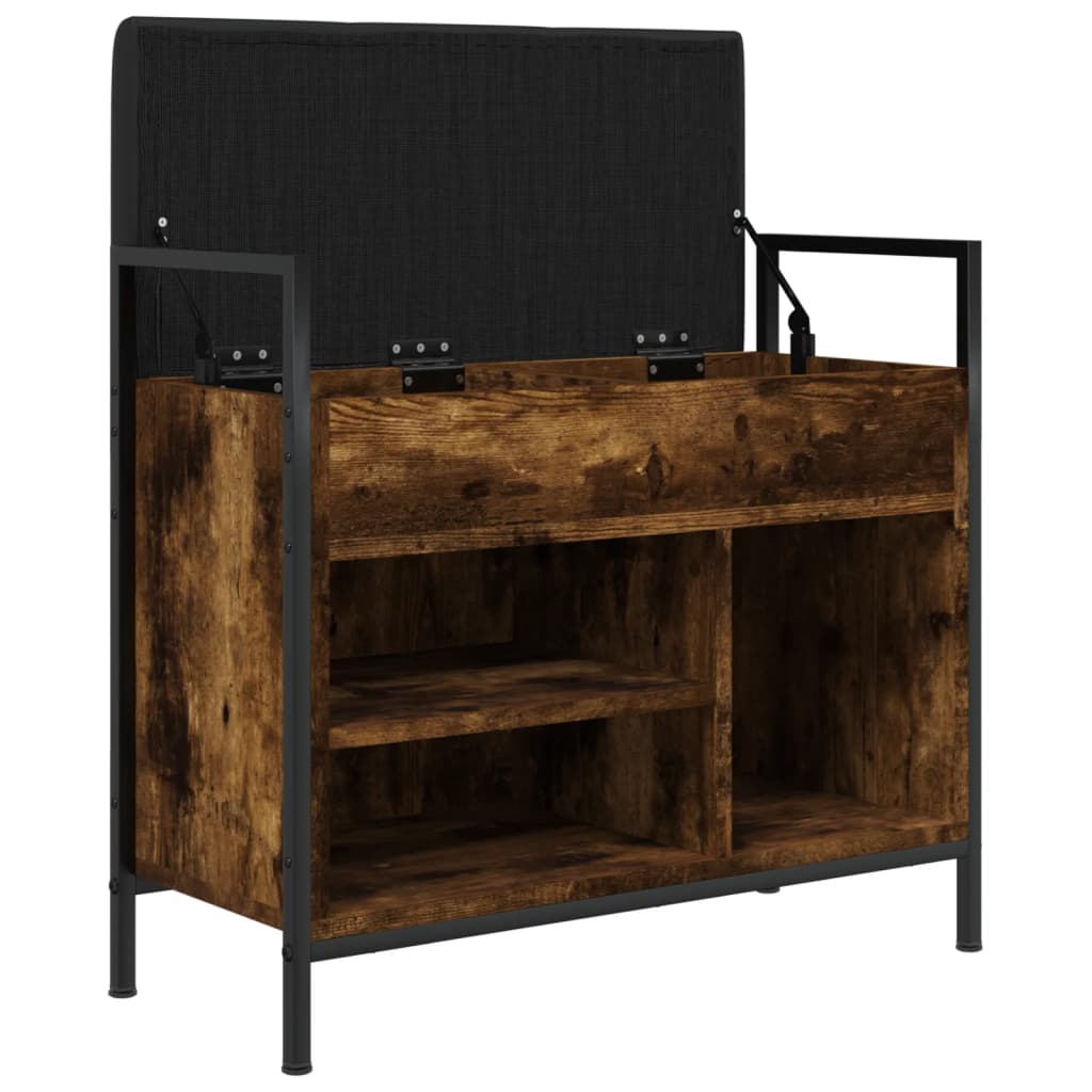 Schoenenbankje 65,5X32X57,5Cm Bewerkt Hout Kleurig 65.5 x 32 x 57.5 cm Gerookt eiken