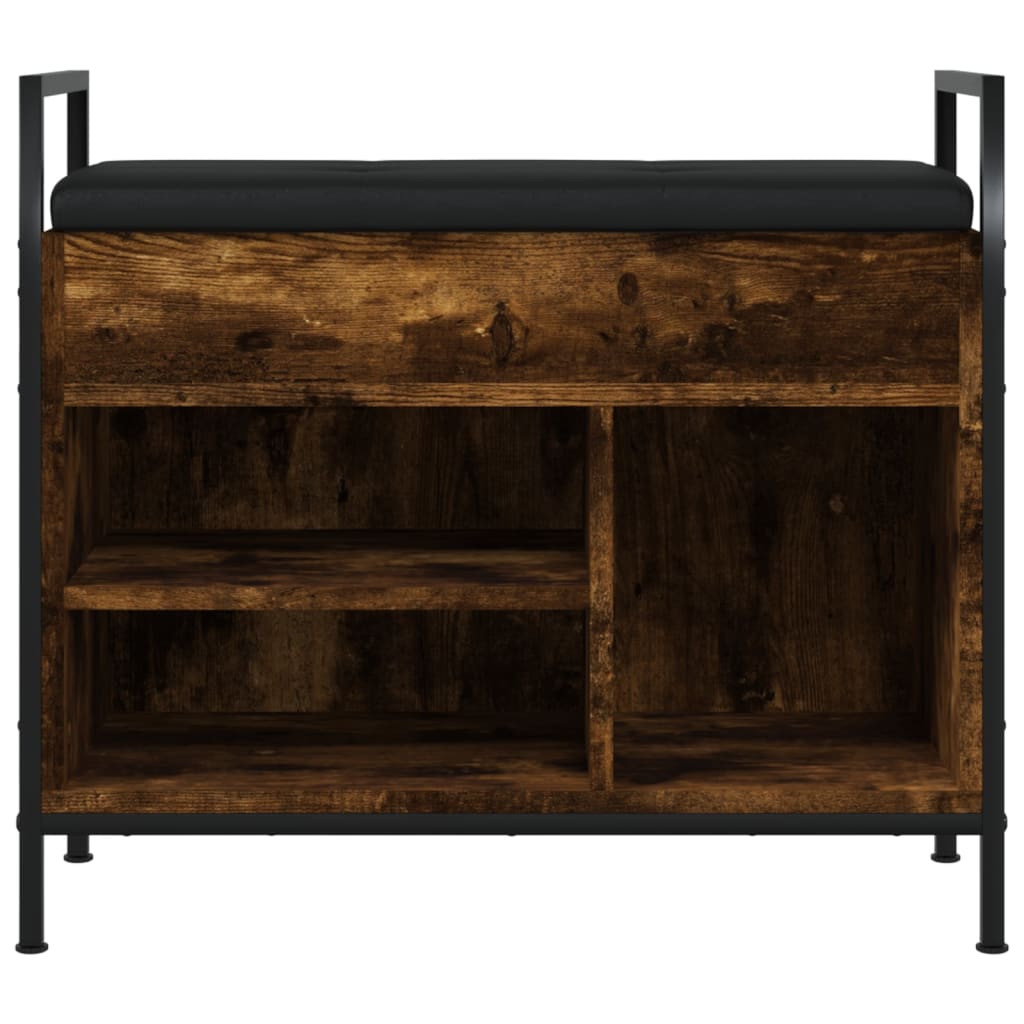 Schoenenbankje 65,5X32X57,5Cm Bewerkt Hout Kleurig 65.5 x 32 x 57.5 cm Gerookt eiken