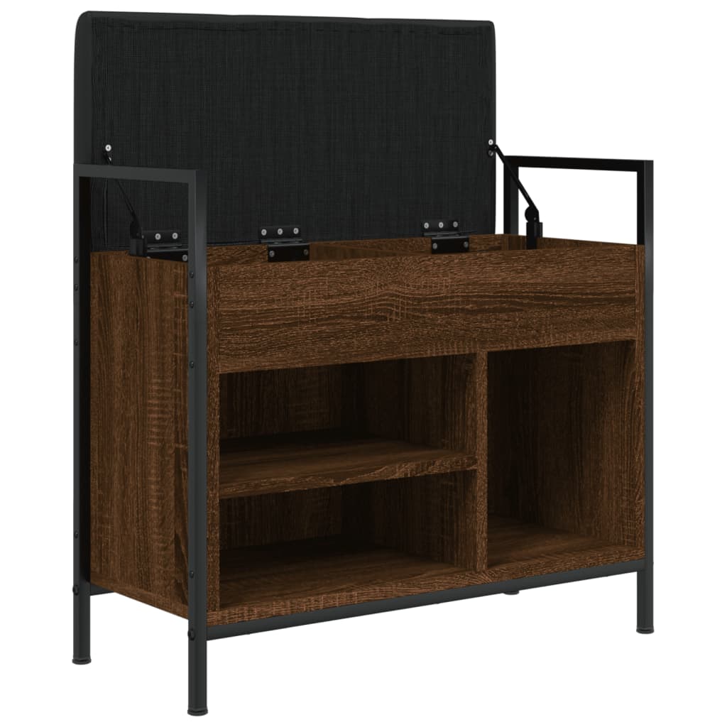 Schoenenbankje 65,5X32X57,5 Cm Bewerkt Hout Bruineikenkleurig 65.5 x 32 x 57.5 cm bruin eikenkleur