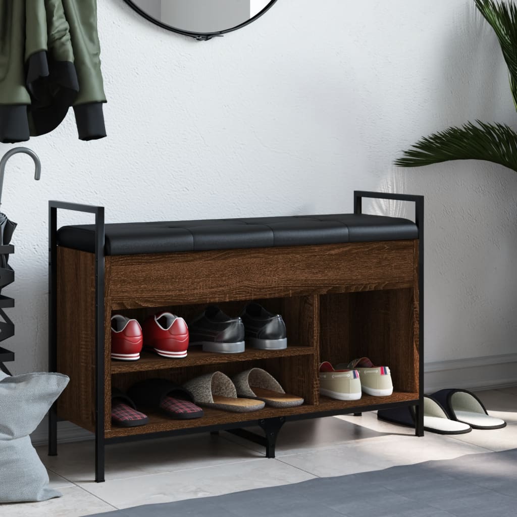 Schoenenbank 85,5X32X57,5 Cm Bewerkt Hout Bruineikenkleurig 85.5 x 32 x 57.5 cm bruin eikenkleur