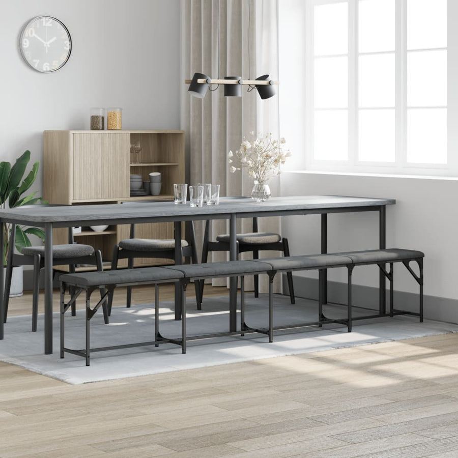 Eetkamerbank Staal En Stof 248 x 32 x 45 cm Donkergrijs
