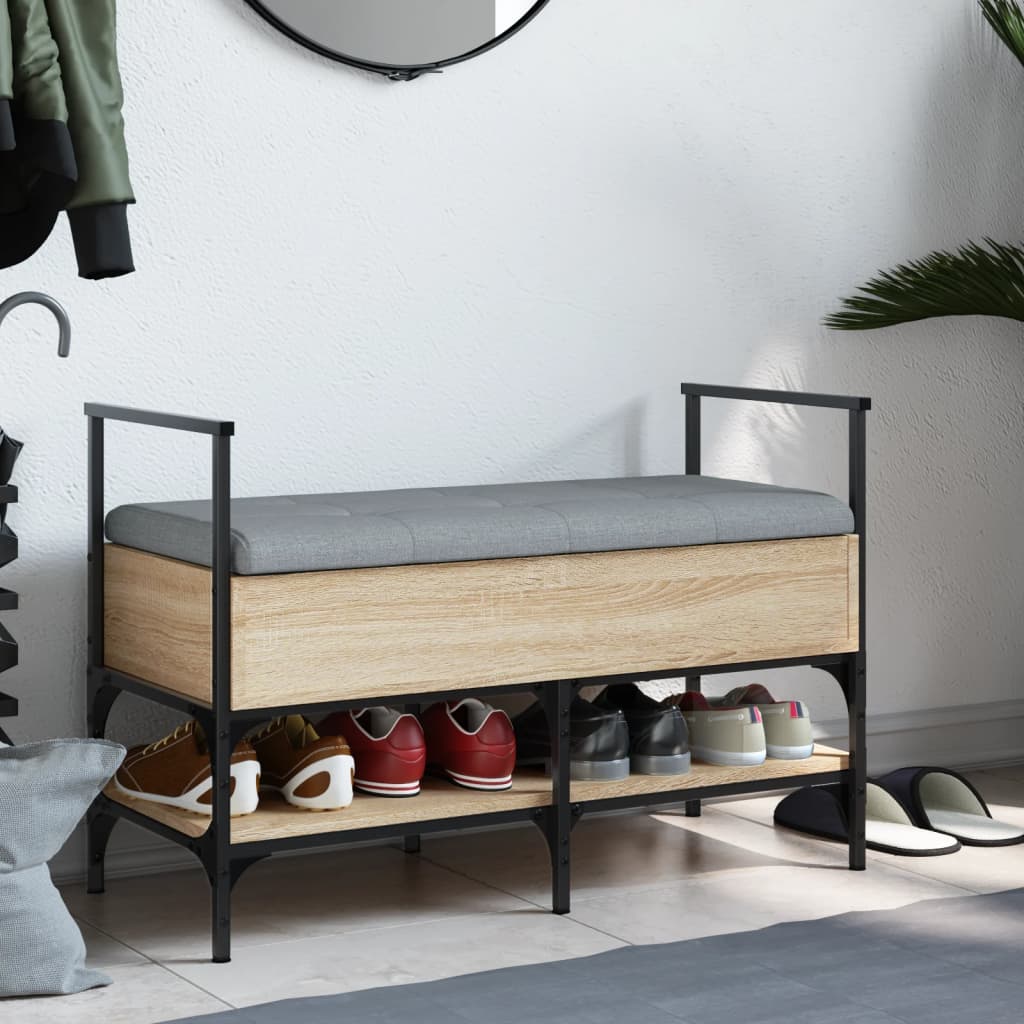 Schoenenbank 85,5X42X57,5 Cm Bewerkt Hout Kleurig Sonoma eiken