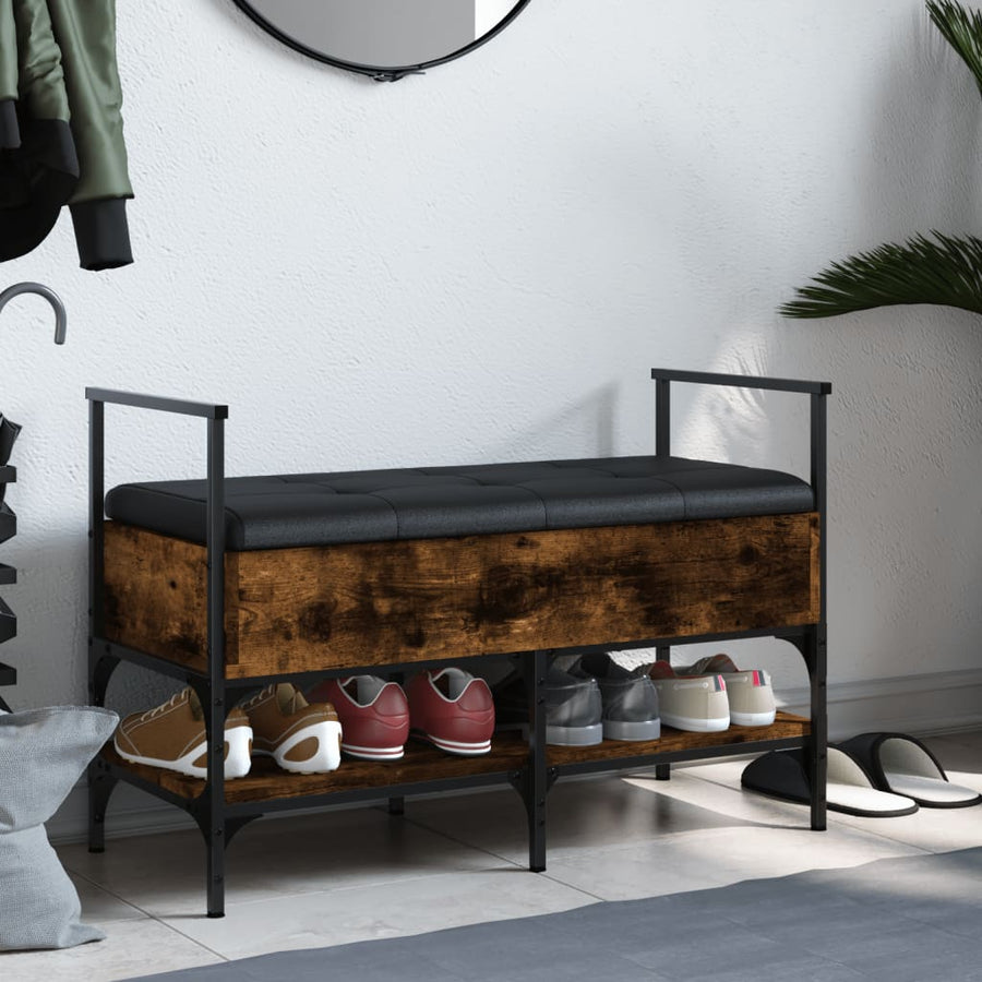 Schoenenbank 85,5X42X57,5 Cm Bewerkt Hout Kleurig Gerookt eiken