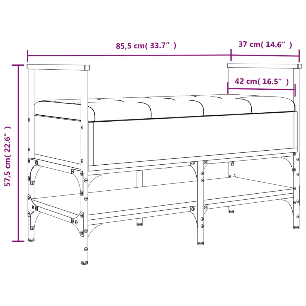 Schoenenbank 85,5X42X57,5 Cm Bewerkt Hout Kleurig Gerookt eiken