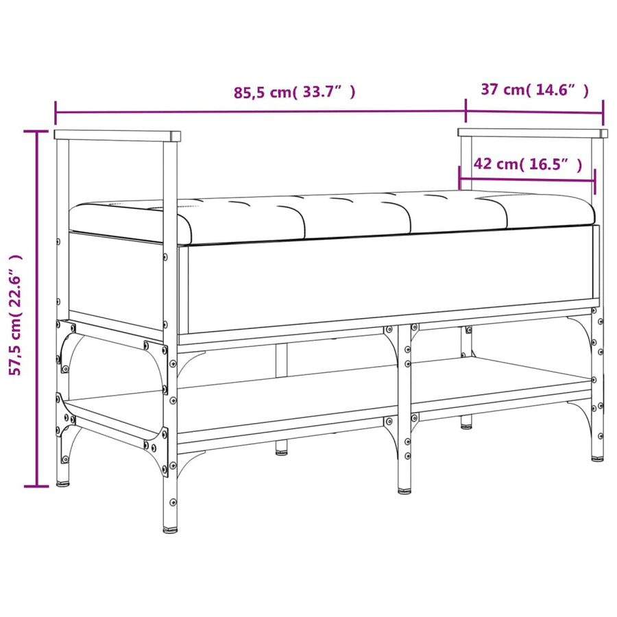 Schoenenbank 85,5X42X57,5 Cm Bewerkt Hout Grijs sonoma