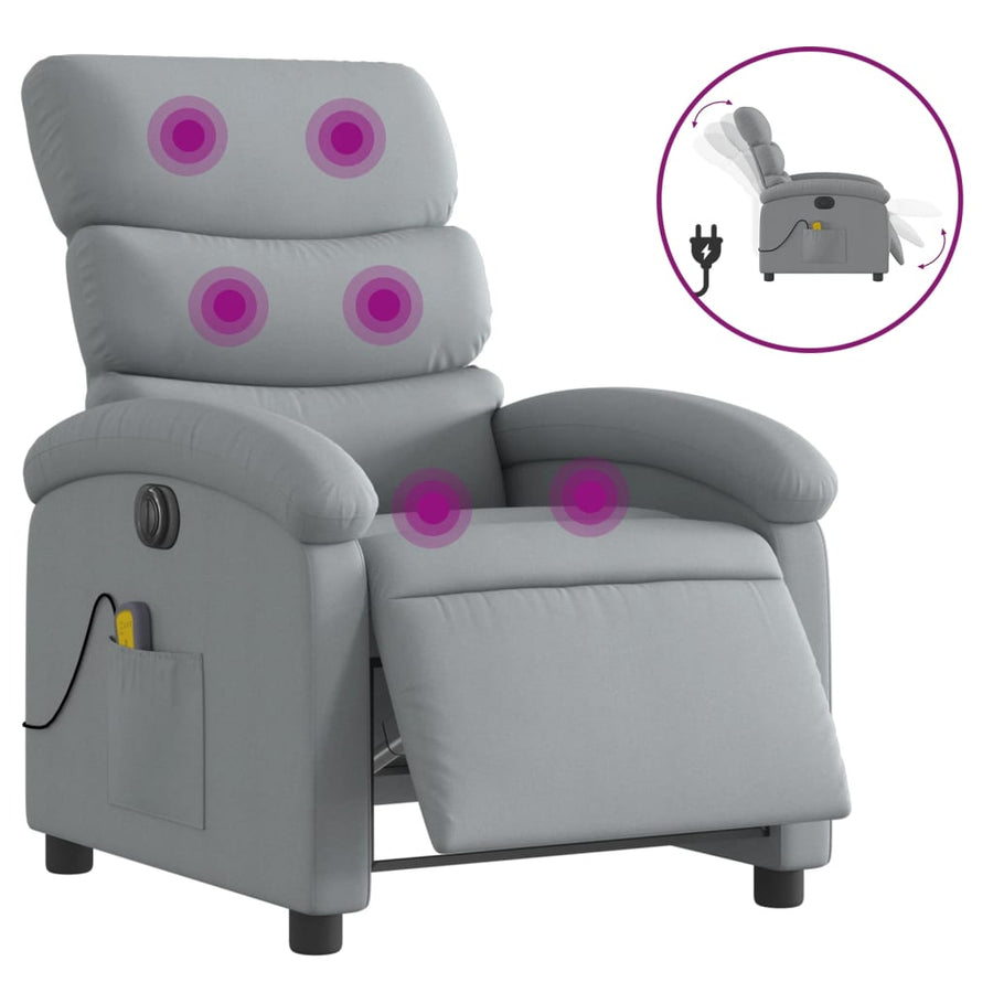 Massagestoel Stof Lichtgrijs Ja Elektrisch verstelbaar