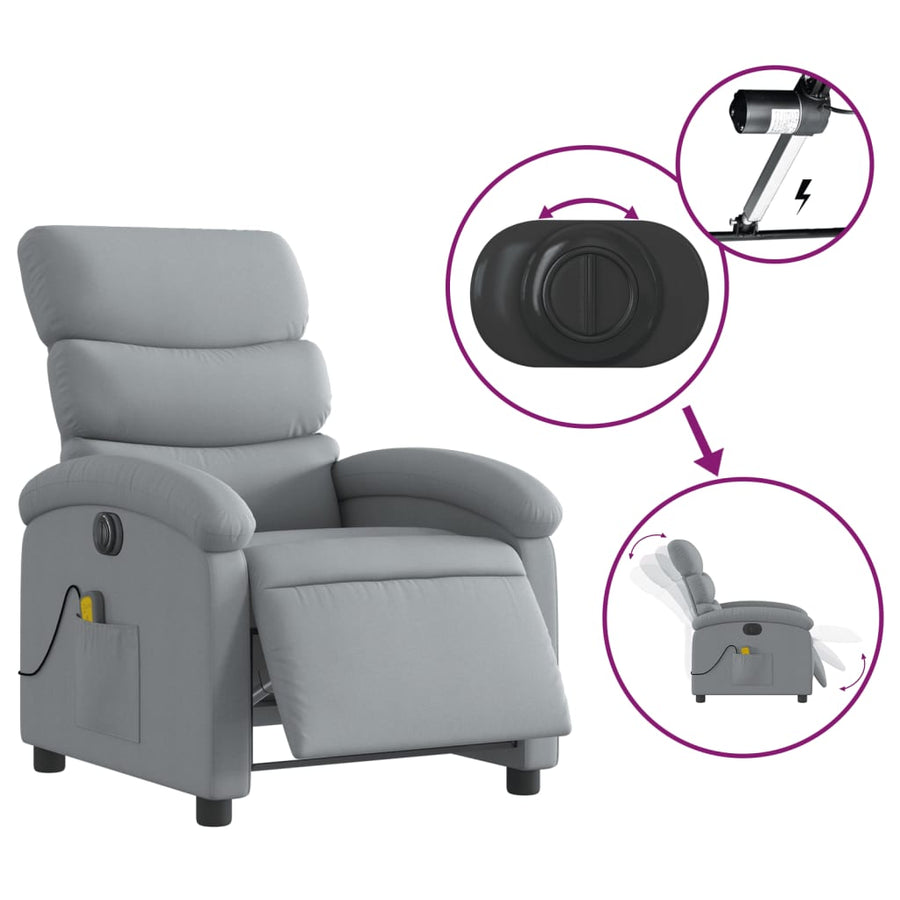 Massagestoel Stof Lichtgrijs Ja Elektrisch verstelbaar