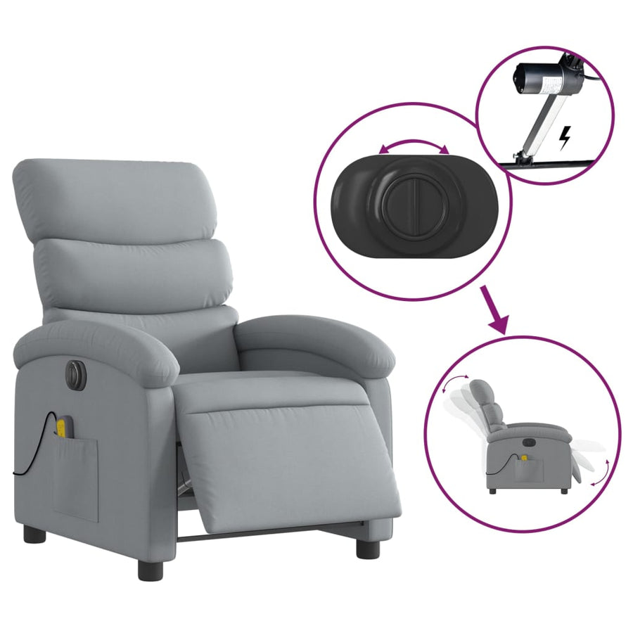 Massagestoel Stof Lichtgrijs Ja Elektrisch verstelbaar