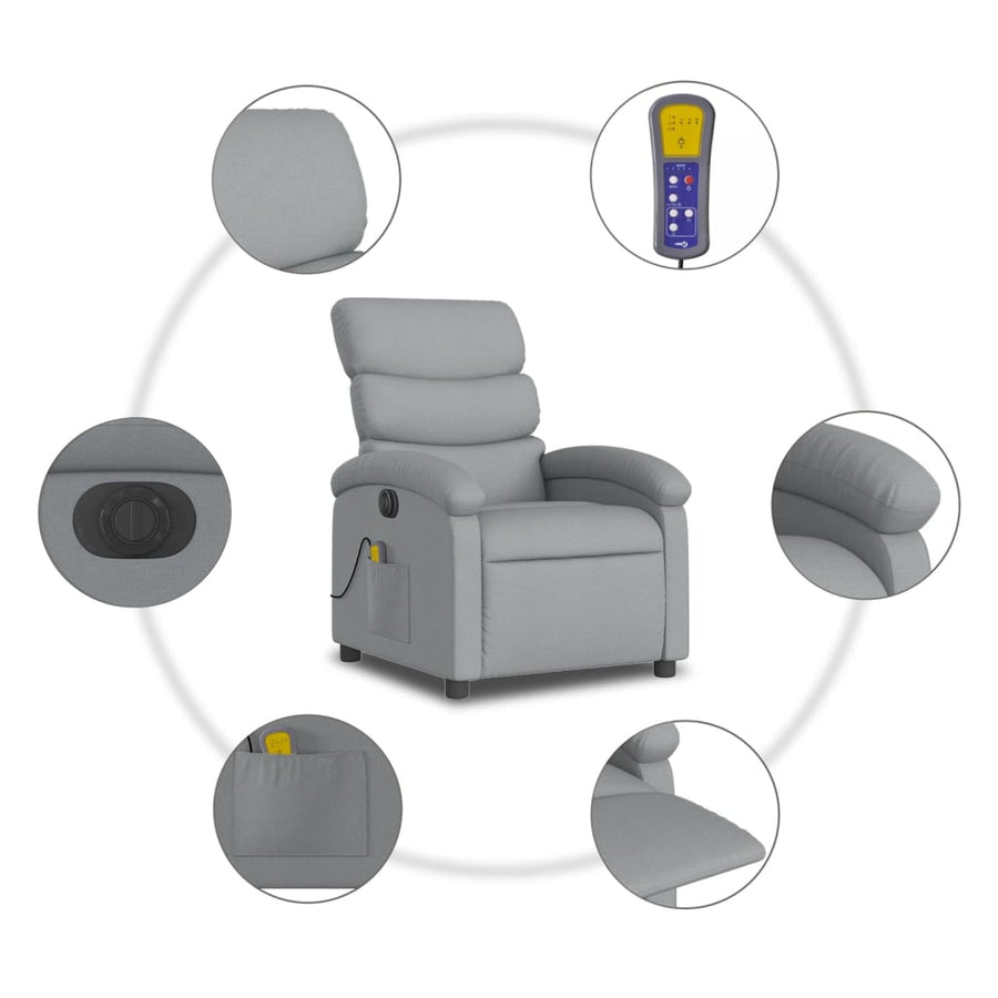 Massagestoel Stof Lichtgrijs Ja Elektrisch verstelbaar