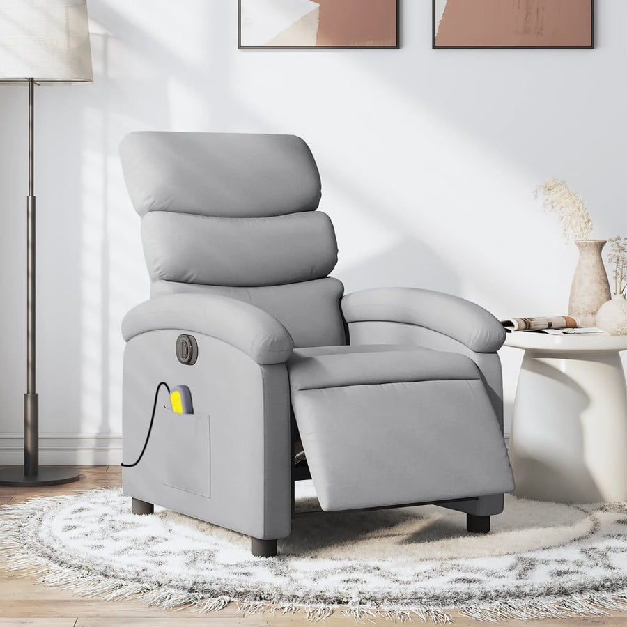 Massagestoel Stof Lichtgrijs Ja Elektrisch verstelbaar