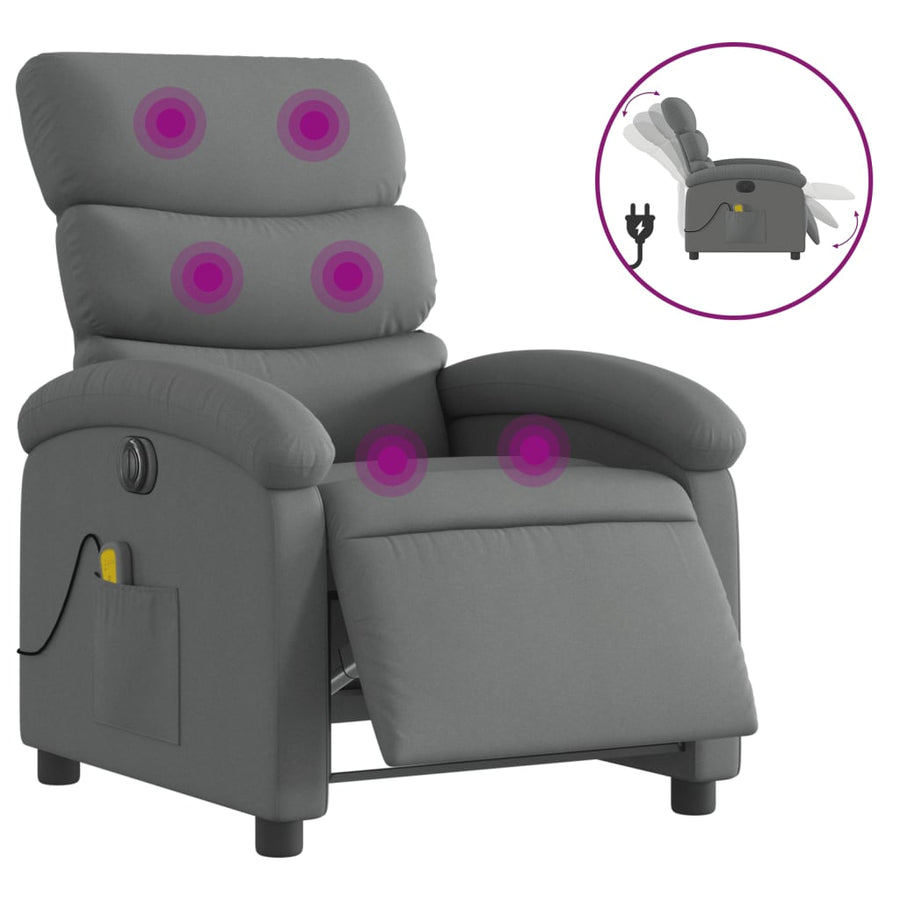 Massagestoel Stof Donkergrijs Ja Elektrisch verstelbaar