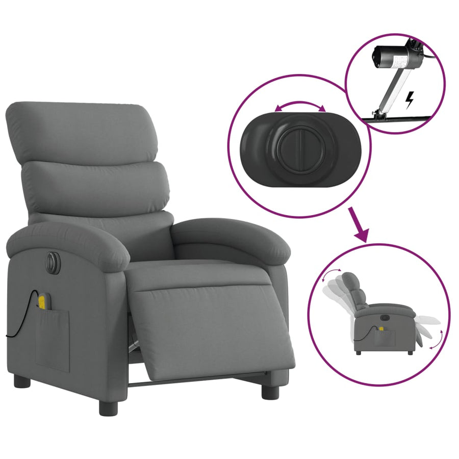 Massagestoel Stof Donkergrijs Ja Elektrisch verstelbaar