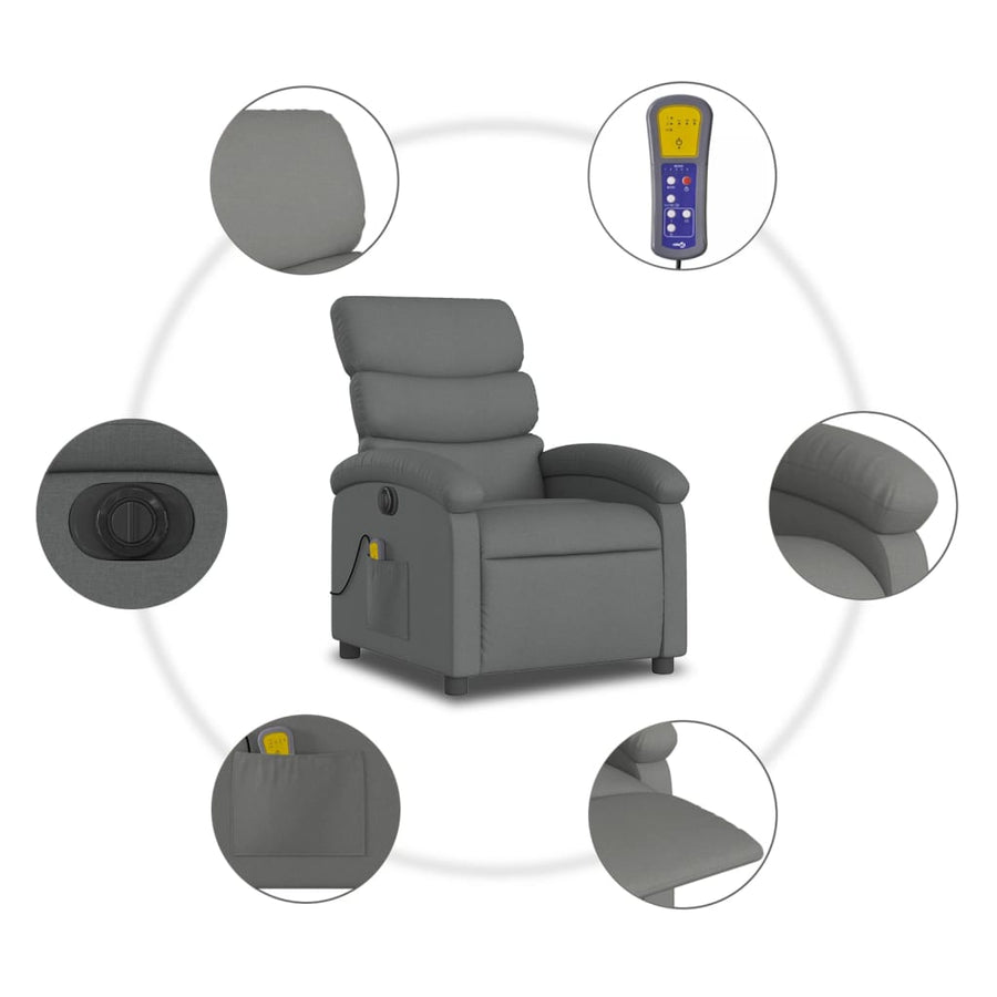 Massagestoel Stof Donkergrijs Ja Elektrisch verstelbaar