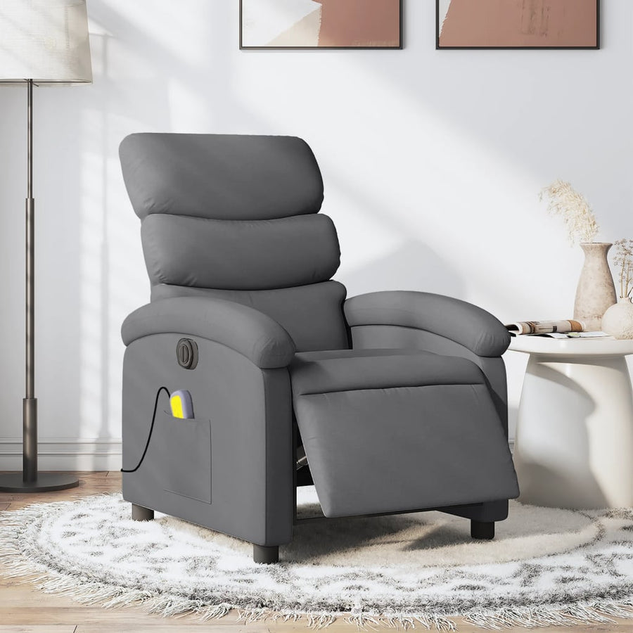 Massagestoel Stof Donkergrijs Ja Elektrisch verstelbaar