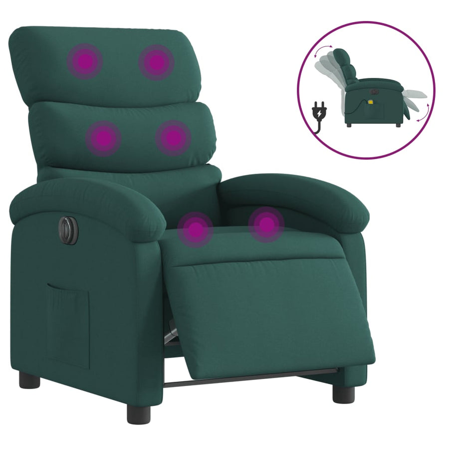 Massagestoel Stof Donkergroen Ja Elektrisch verstelbaar