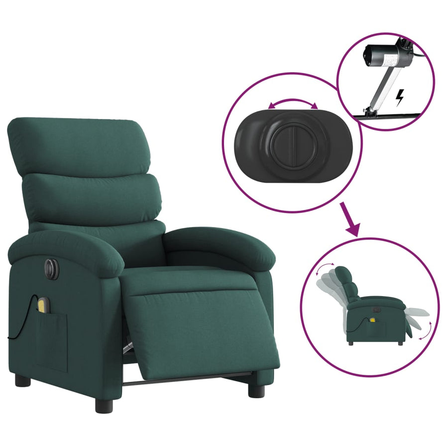 Massagestoel Stof Donkergroen Ja Elektrisch verstelbaar