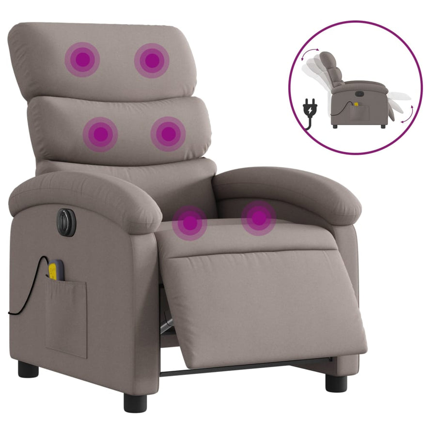 Massagestoel Stof Taupe Ja Elektrisch verstelbaar