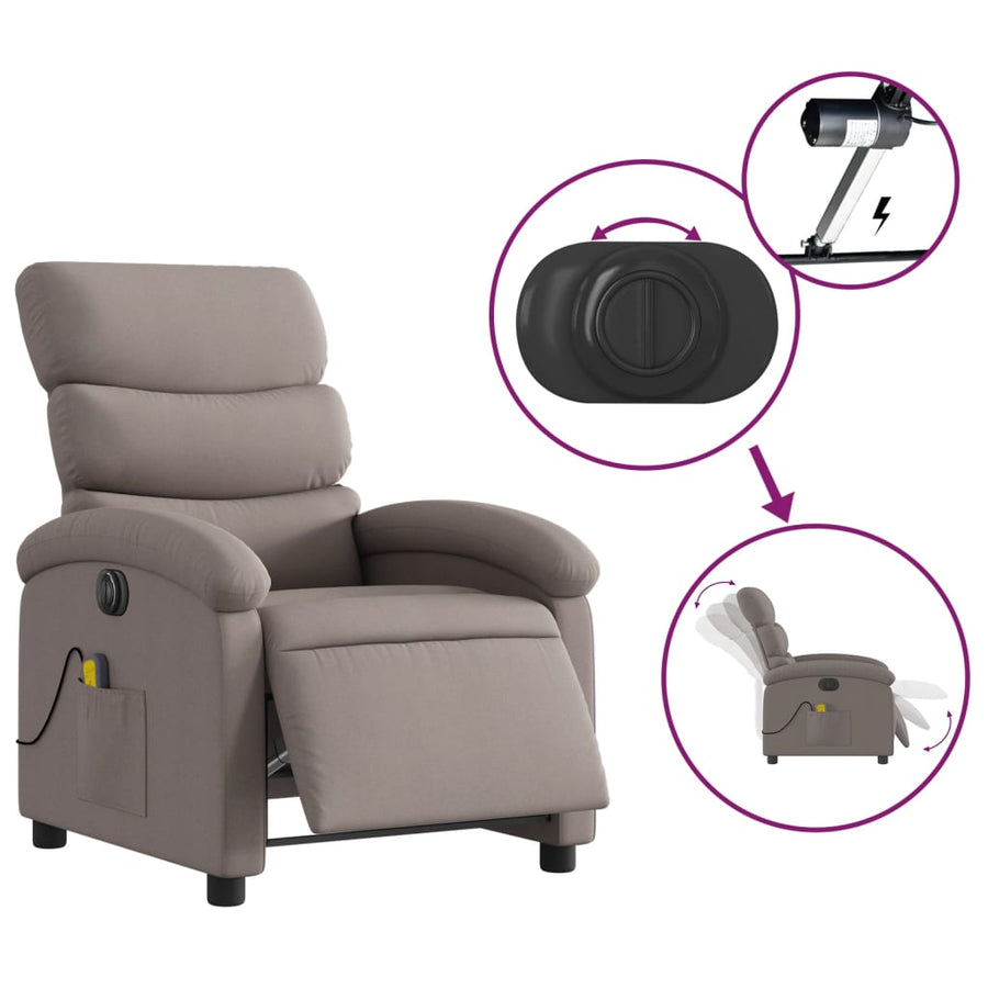 Massagestoel Stof Taupe Ja Elektrisch verstelbaar