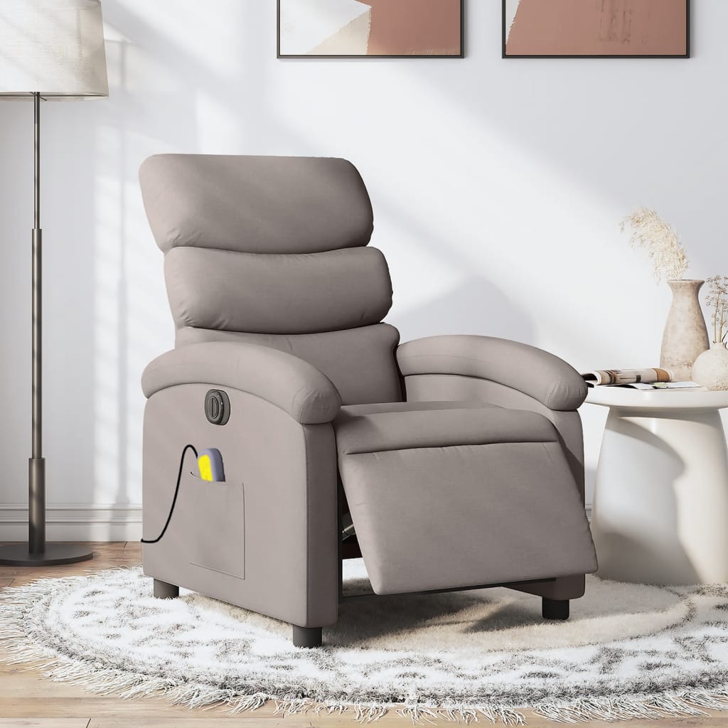 Massagestoel Stof Taupe Ja Elektrisch verstelbaar