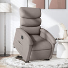 Rise-and-recline armchair electric adjustable fabric taupe