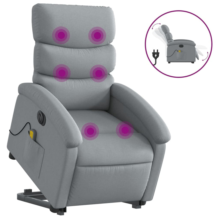 Sta-Op-Massagestoel Stof Lichtgrijs Ja Elektrisch verstelbaar